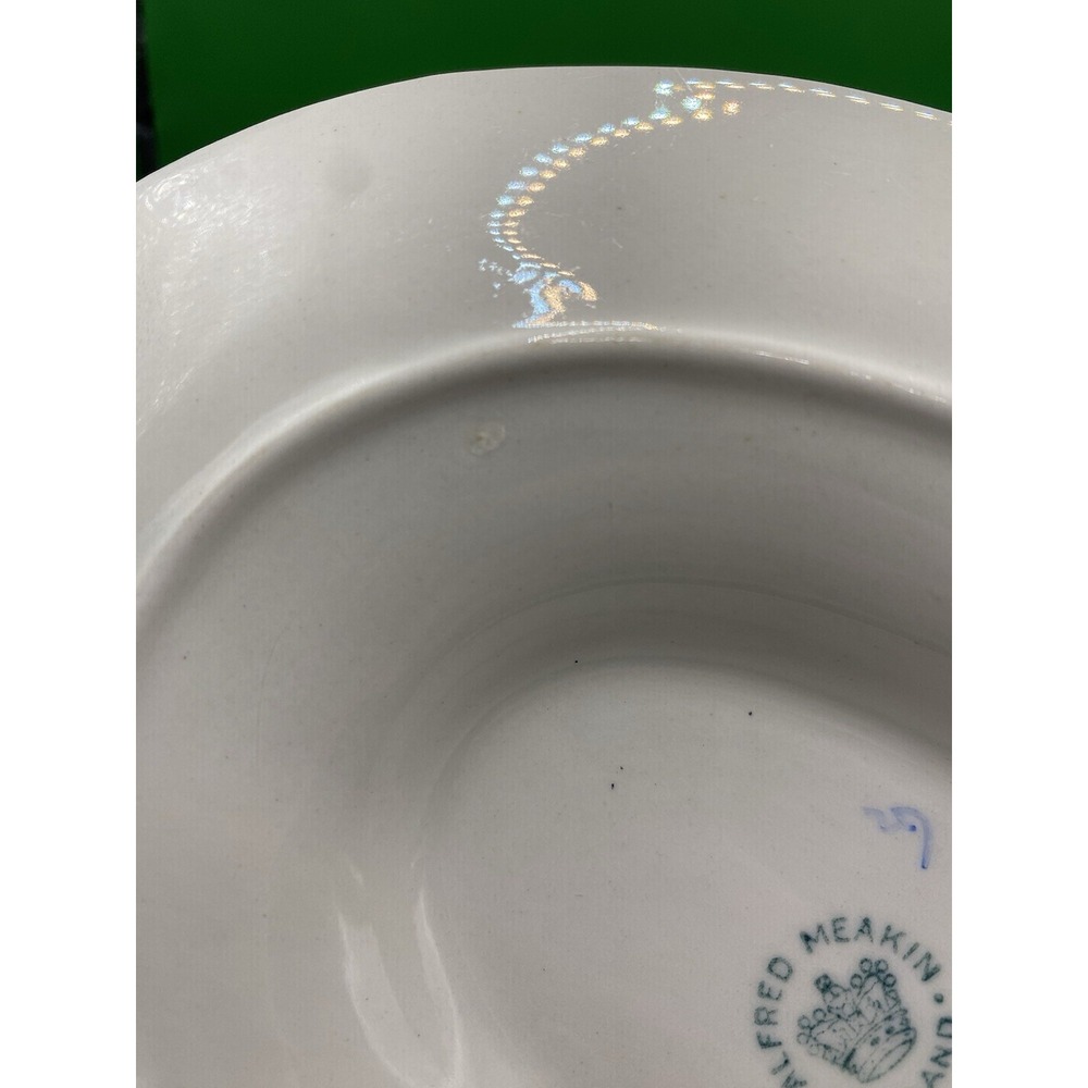 Vtg Alfred Meakin England Gravy Boat W/Underplate Blue Ivory Floral - Picture 11 of 14